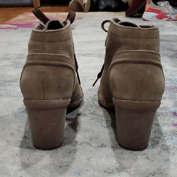 Clarks Tan Suede Heeled Ankle Boots - Picture 8 of 12